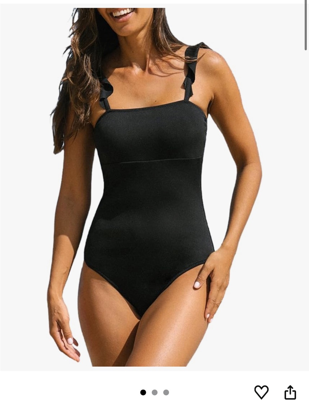 Black Ruffle Strap One-Piece Swimsuit
